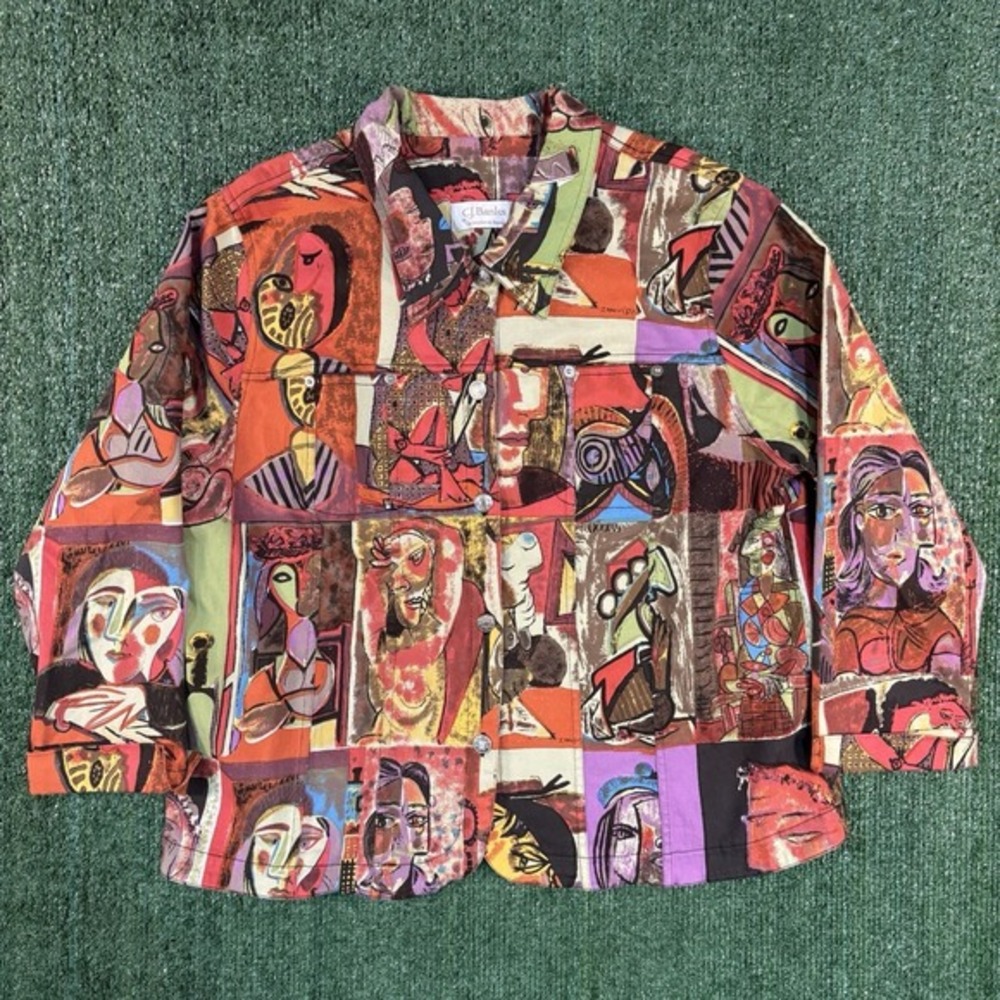 CJ Christopher & Banks Picasso‎ Style Button Up Women's Jacket Womens Large